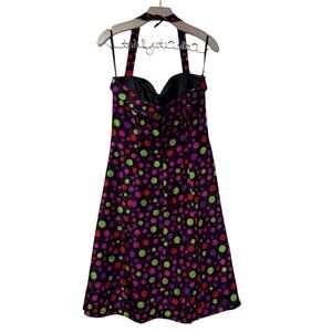 Spenser Jeremy Party Dress Halter Top Polka Dot Dress 8 Vintage 100% Silk